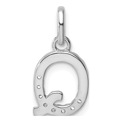 14K White Gold 1/15 ct tw Diamond Initial Q Pendant – view 3