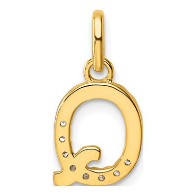 14K Yellow Gold 1/15 ct tw Diamond Initial Q Pendant – view 3