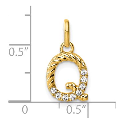 14K Yellow Gold 1/15 ct tw Diamond Initial Q Pendant – view 4