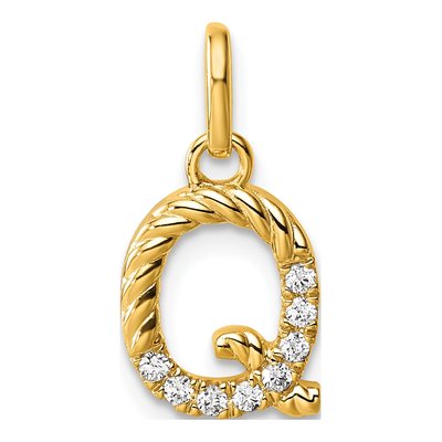 14K Yellow Gold 1/15 ct tw Diamond Initial Q Pendant