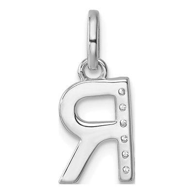 14K White Gold 1/20 ct tw Diamond Initial R Pendant – view 3
