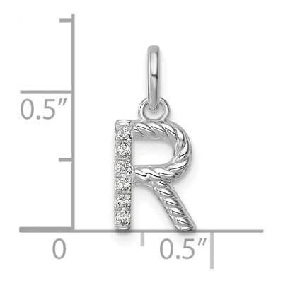 14K White Gold 1/20 ct tw Diamond Initial R Pendant – view 4