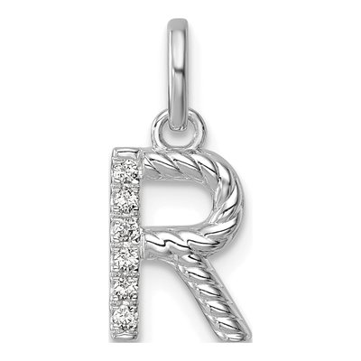 14K White Gold 1/20 ct tw Diamond Initial R Pendant