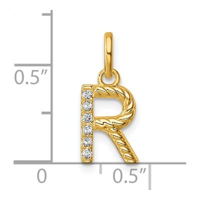 14K Yellow Gold 1/20 ct tw Diamond Initial R Pendant – view 4