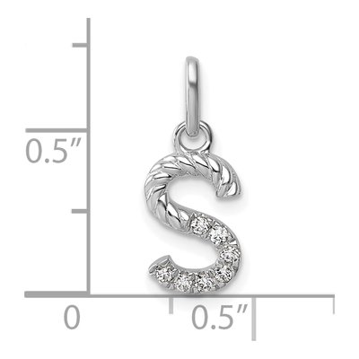 14K White Gold 1/15 ct tw Diamond Initial S Pendant – view 4