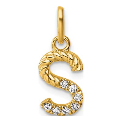 14K Yellow Gold 1/15 ct tw Diamond Initial S Charm