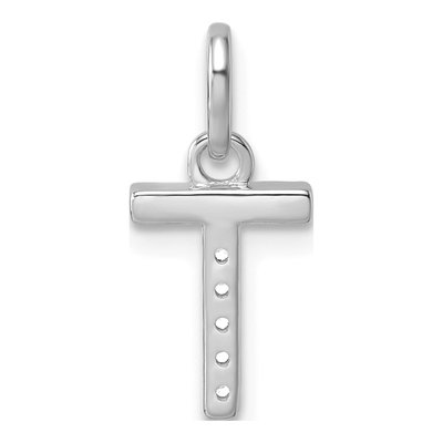 14K White Gold 1/20 ct tw Diamond Initial T Pendant – view 3