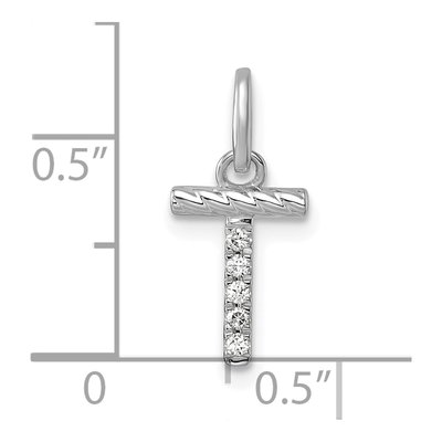 14K White Gold 1/20 ct tw Diamond Initial T Pendant – view 4