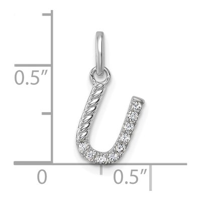 14K White Gold 1/10 ct tw Diamond Initial U Pendant – view 4