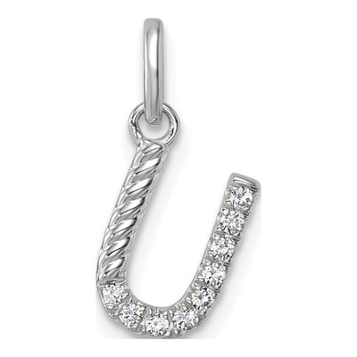 14K White Gold 1/10 ct tw Diamond Initial U Pendant