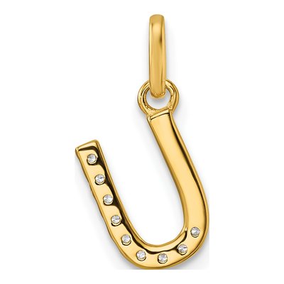 14K Yellow Gold 1/10 ct tw Diamond Initial U Pendant – view 3