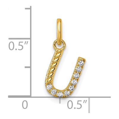 14K Yellow Gold 1/10 ct tw Diamond Initial U Pendant – view 4
