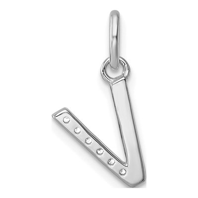 14K White Gold 1/20 ct tw Diamond Initial V Pendant – view 3