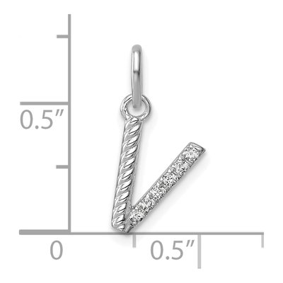 14K White Gold 1/20 ct tw Diamond Initial V Pendant – view 4