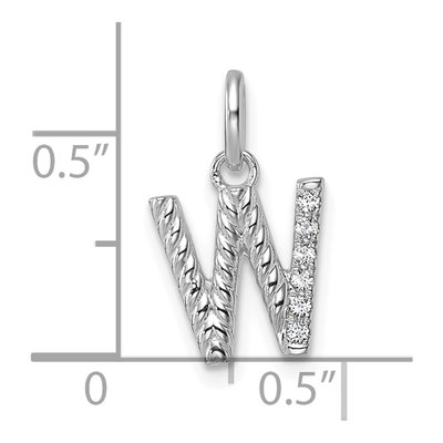14K White Gold 1/20 ct tw Diamond Initial W Pendant – view 4