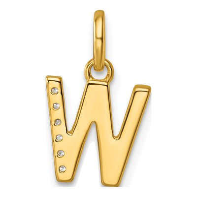 14K Yellow Gold 1/20 ct tw Diamond Initial W Pendant – view 3