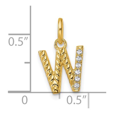 14K Yellow Gold 1/20 ct tw Diamond Initial W Pendant – view 4