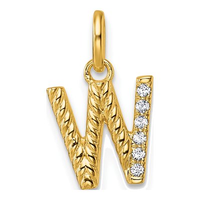 14K Yellow Gold 1/20 ct tw Diamond Initial W Pendant