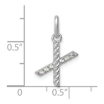14K White Gold 1/20 ct tw Diamond Initial X Pendant – view 4