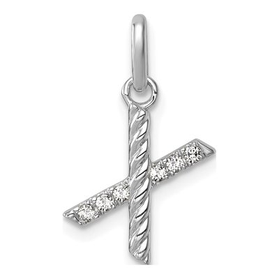 14K White Gold 1/20 ct tw Diamond Initial X Pendant