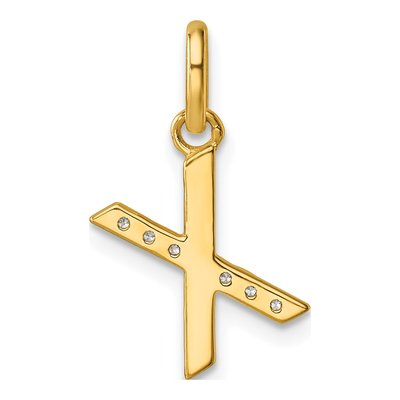 14K Yellow Gold 1/20 ct tw Diamond Initial X Pendant – view 3