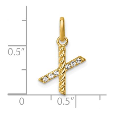 14K Yellow Gold 1/20 ct tw Diamond Initial X Pendant – view 4