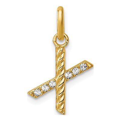 14K Yellow Gold 1/20 ct tw Diamond Initial X Pendant