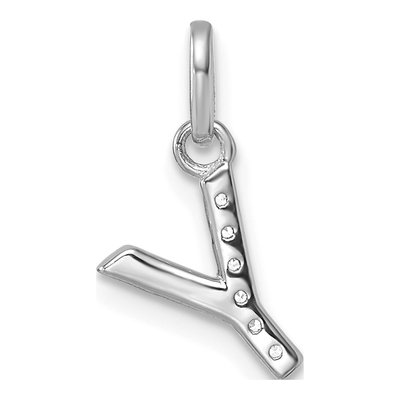 14K White Gold 1/20 ct tw Diamond Initial Y Charm – view 3