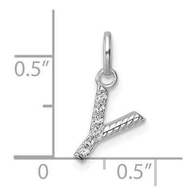 14K White Gold 1/20 ct tw Diamond Initial Y Charm – view 4