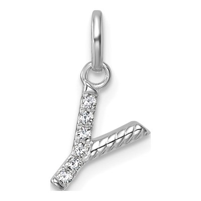 14K White Gold 1/20 ct tw Diamond Initial Y Charm
