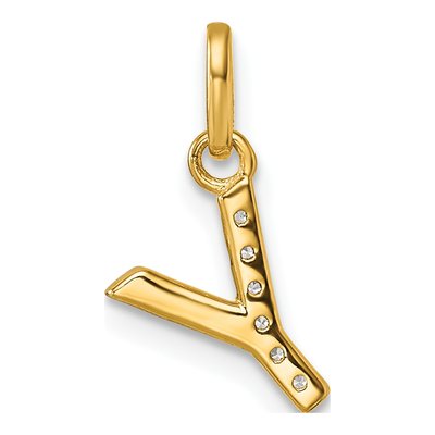 14K Yellow Gold 1/20 ct tw Diamond Initial Y Pendant – view 3