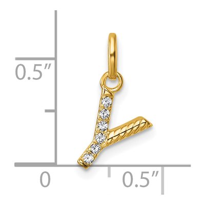 14K Yellow Gold 1/20 ct tw Diamond Initial Y Pendant – view 4