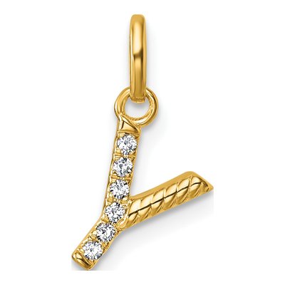 14K Yellow Gold 1/20 ct tw Diamond Initial Y Pendant