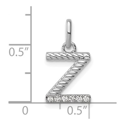 14K White Gold 1/20 ct tw Diamond Initial Z Pendant – view 4