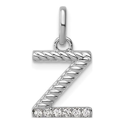 14K White Gold 1/20 ct tw Diamond Initial Z Pendant
