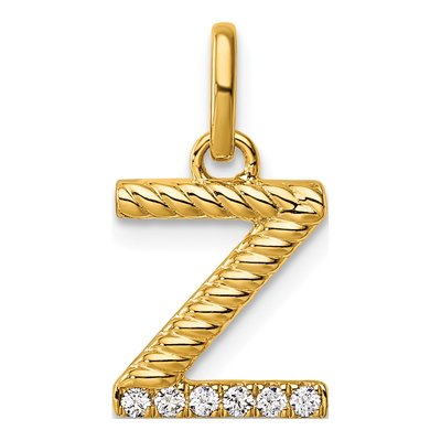 14K Yellow Gold 1/20 ct tw Diamond Initial Z Pendant