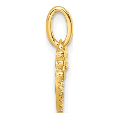 14K Yellow Gold 1/20 ct tw Diamond Beaded Heart Pendant – view 2
