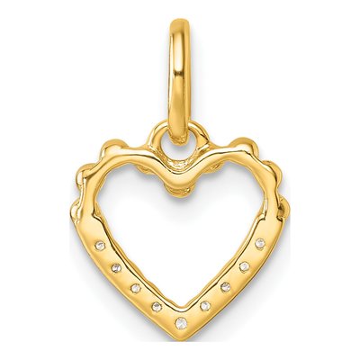 14K Yellow Gold 1/20 ct tw Diamond Beaded Heart Pendant – view 3