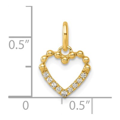 14K Yellow Gold 1/20 ct tw Diamond Beaded Heart Pendant – view 4