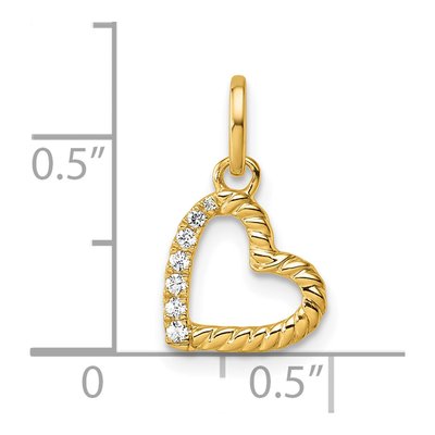 14K Yellow Gold 1/20 ct tw Diamond Twisted Heart Pendant – view 4