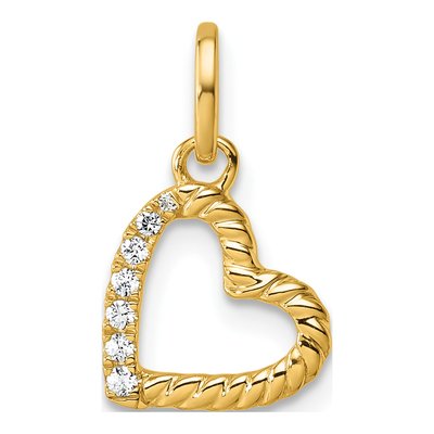 14K Yellow Gold 1/20 ct tw Diamond Twisted Heart Pendant