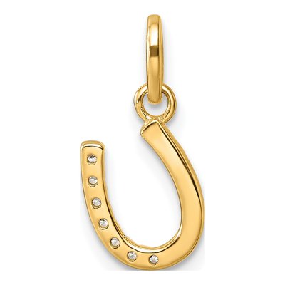 14K Yellow Gold 1/15 ct tw Diamond Horseshoe Pendant – view 3