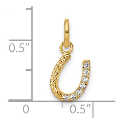 14K Yellow Gold 1/15 ct tw Diamond Horseshoe Pendant – view 4
