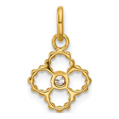 14K Yellow Gold 1/20 ct tw Diamond Beaded Floral Pendant – view 3