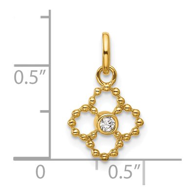 14K Yellow Gold 1/20 ct tw Diamond Beaded Floral Pendant – view 4