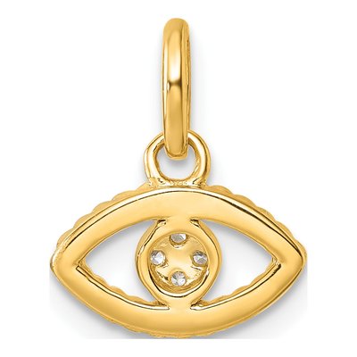 14K Yellow Gold Diamond Evil Eye Pendant – view 3