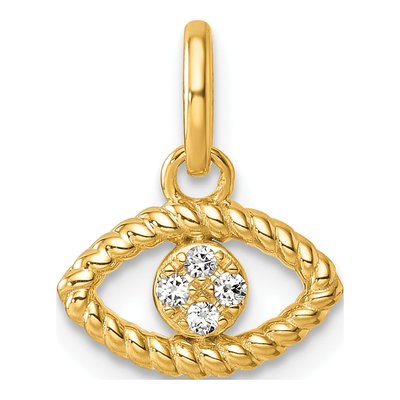14K Yellow Gold Diamond Evil Eye Pendant