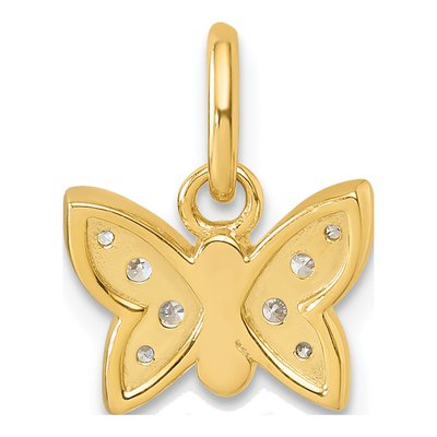 14K Yellow Gold 1/10 ct tw Diamond Butterfly Pendant – view 3