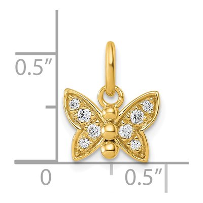 14K Yellow Gold 1/10 ct tw Diamond Butterfly Pendant – view 4