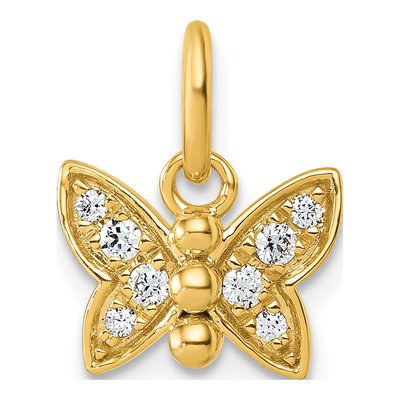 14K Yellow Gold 1/10 ct tw Diamond Butterfly Pendant